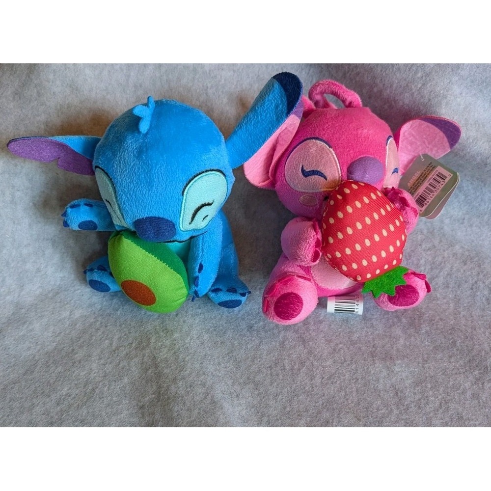 Feed Me Stitch Disney Plush Pink Angel eating Strawberry & Stitch Eating Avocado - Picture 5 of 13